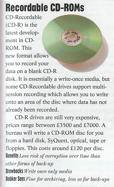 Close up of section of scanned page of The Mac article on back-ups