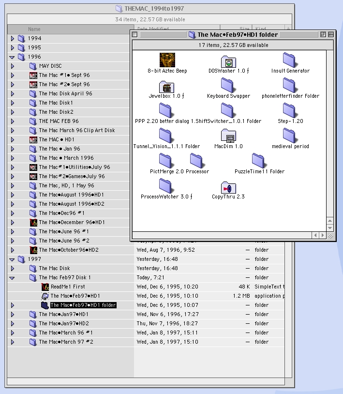 Screengrab showing the floppies copied to a folder