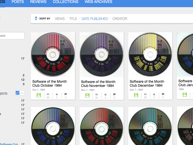Screengrab of Software Of The Month Club hybrid Macintosh/PC CDs at Internet Archive (archive.org)